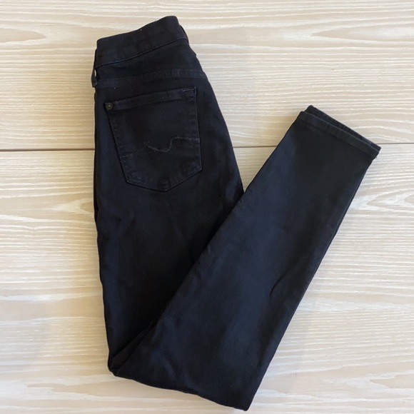 7 for All Mankind High Waist Skinny Black Jeans - Picture 4 of 7